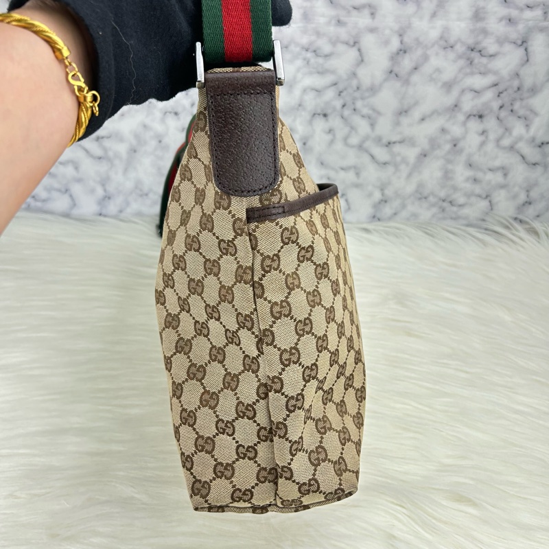 GUCCI 單肩斜挎包 189751 GG 帆布皮革米色-9