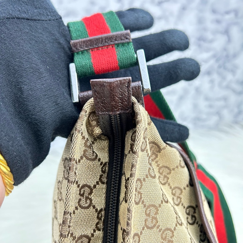 GUCCI 單肩斜挎包 189751 GG 帆布皮革米色-17
