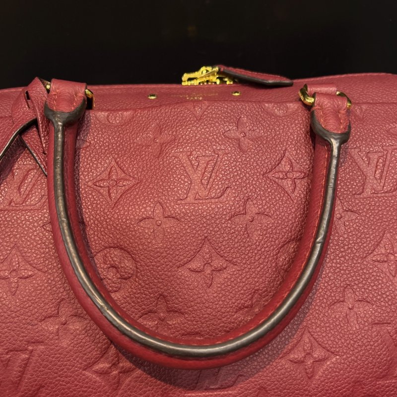 Louis Vuitton LV 紫紅色 全皮壓紋 SPEEDY25波士頓包/斜背包/手提包/二用包-11