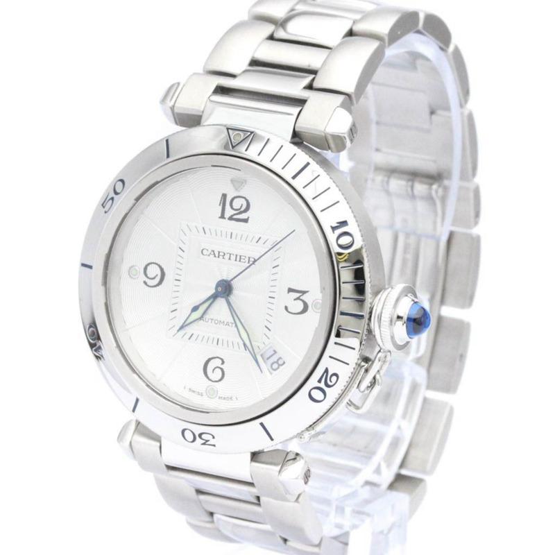 【日本直送】拋光卡地亞 Pasha 38 網格鋼自動男士手錶 W31040H3 BF538205-1