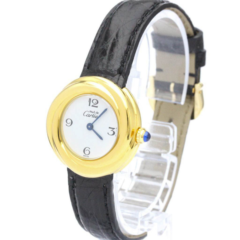 【日本直送】卡地亞 Must Trinity Quartz Gold Plated Leather Quartz Ladies Ｗ1010844 BF559646-1