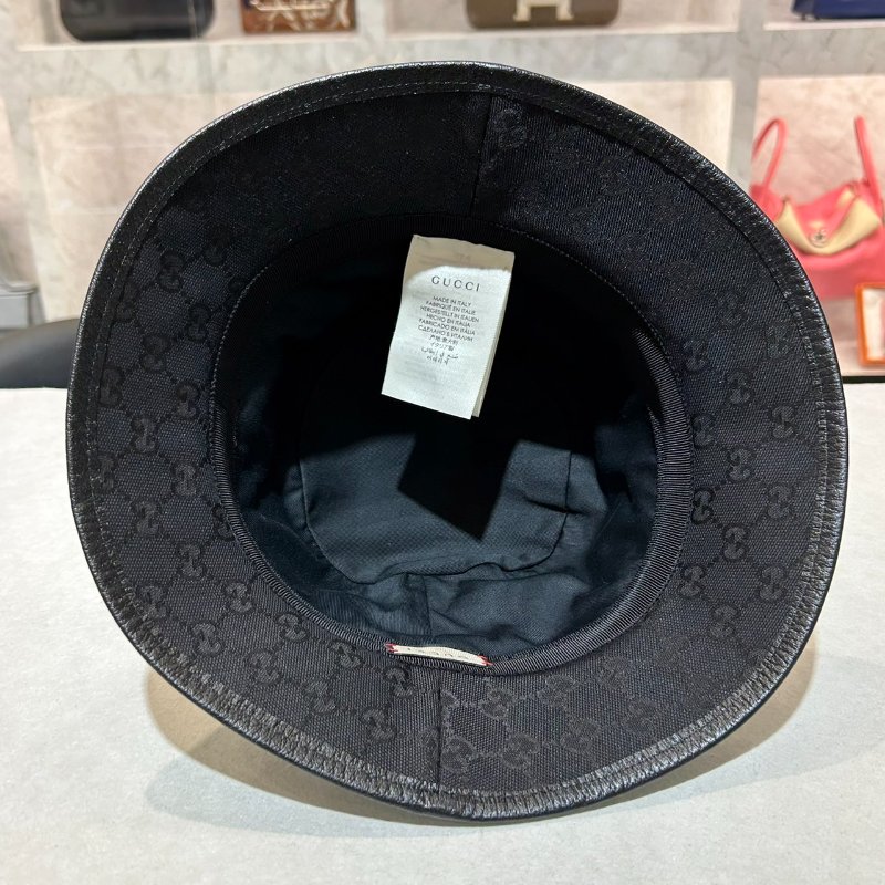 GUCCI 經典雙G LOGO老花百搭漁夫帽/黑-2