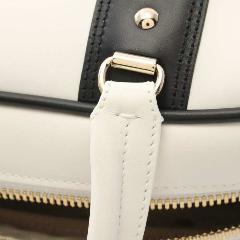【日本直送】 中古Christian Dior[A]DIOR VIBE Medium Bowling Bag 手包 皮革 白色 黑色 兩用款-4