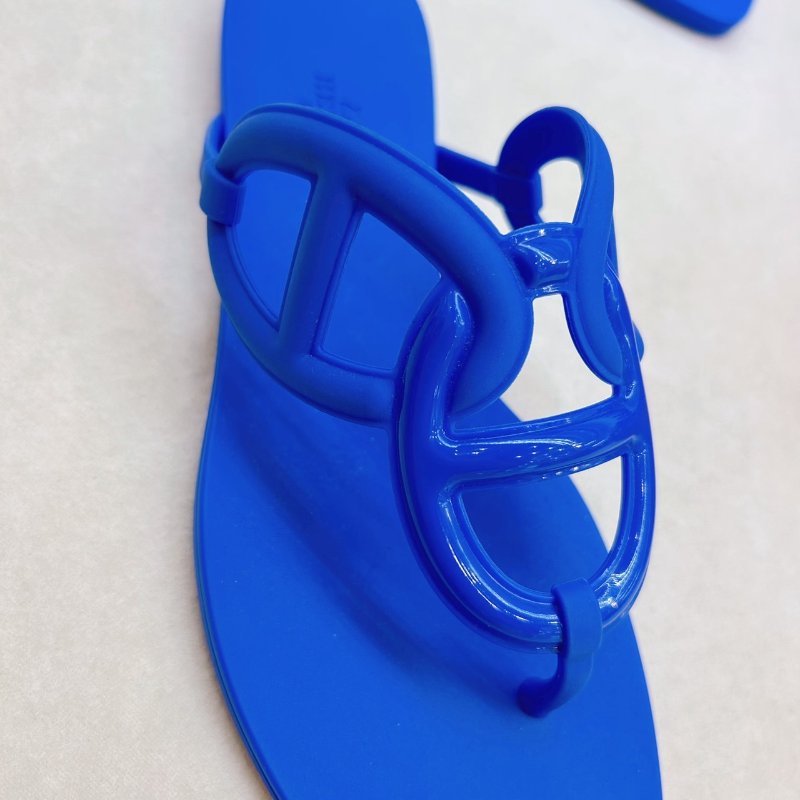 HERMES Egerie豬鼻子涼鞋/寶藍-2