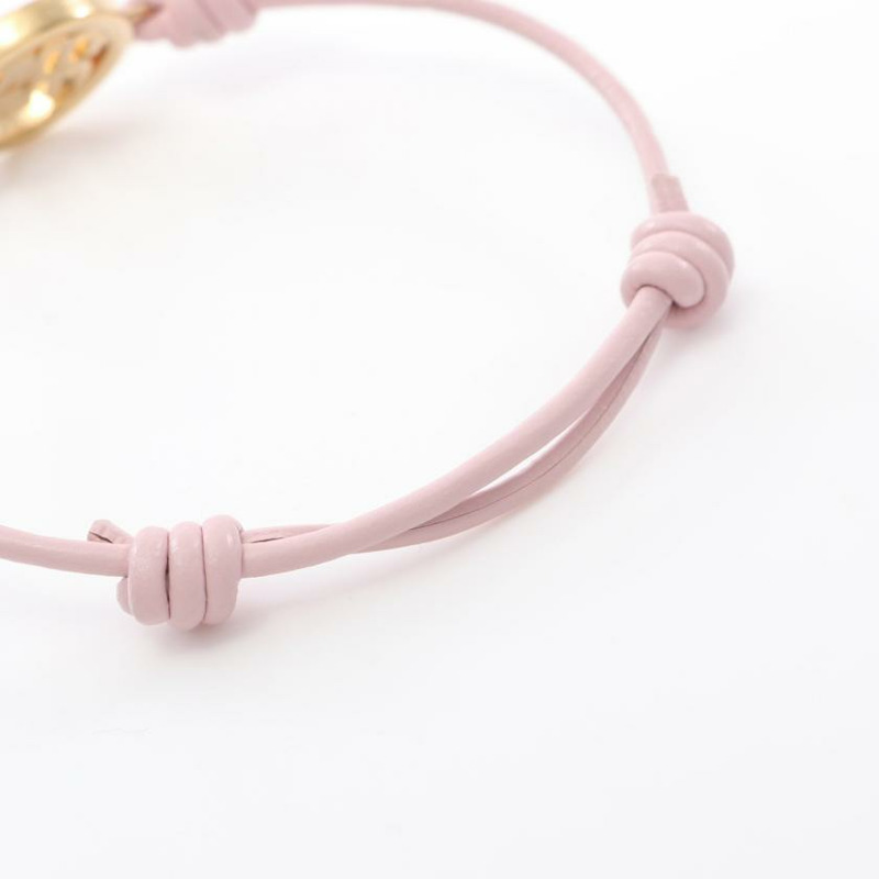 【日本直送】 中古miu miu[B]NAPPA SYMBOLS 手鍊手環 真皮 鍍金 萊茵石 粉色 金色 透明-2