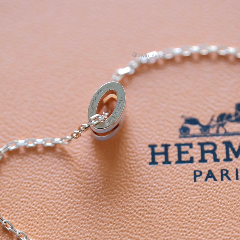 Hermès Mini pop h necklace 奶茶玫瑰金鏈-3