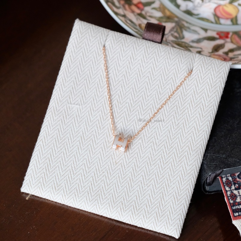 Hermès Mini pop h necklace 奶茶玫瑰金鏈-4