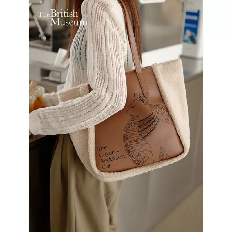 大英博物館蓋亞·安德森貓羔羊毛托特包-0