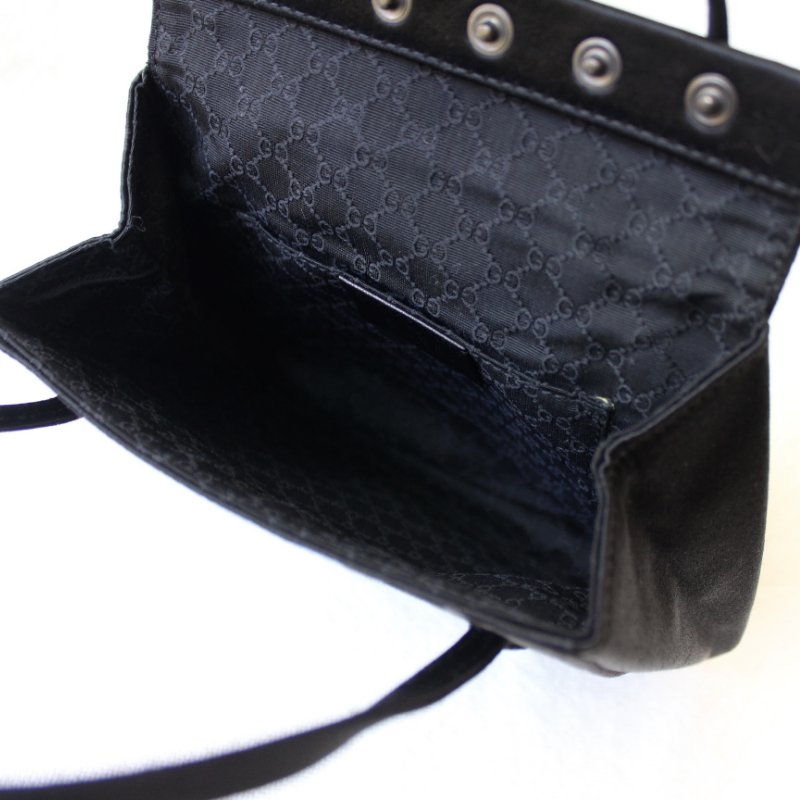 /庫存新品/ Gucci vintage黑色緞面古董晚宴包-7