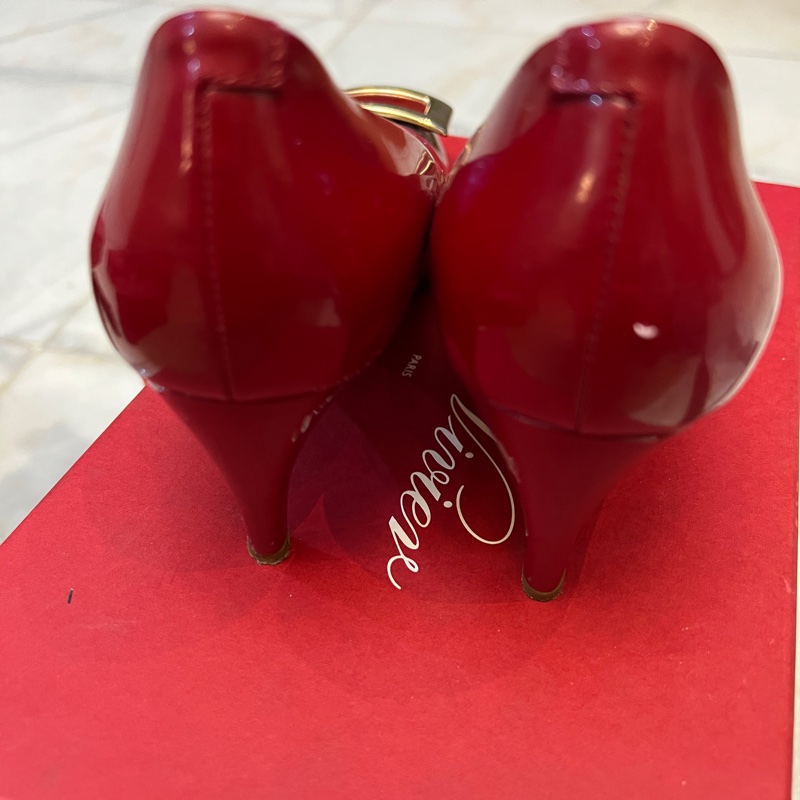 Escarpins Roger Vivier Belle De Nuit - Taille US 5 (EU 35) - Cuir Verni Rouge, Noir, Violet - Talons Fins - Occasion Bon état
