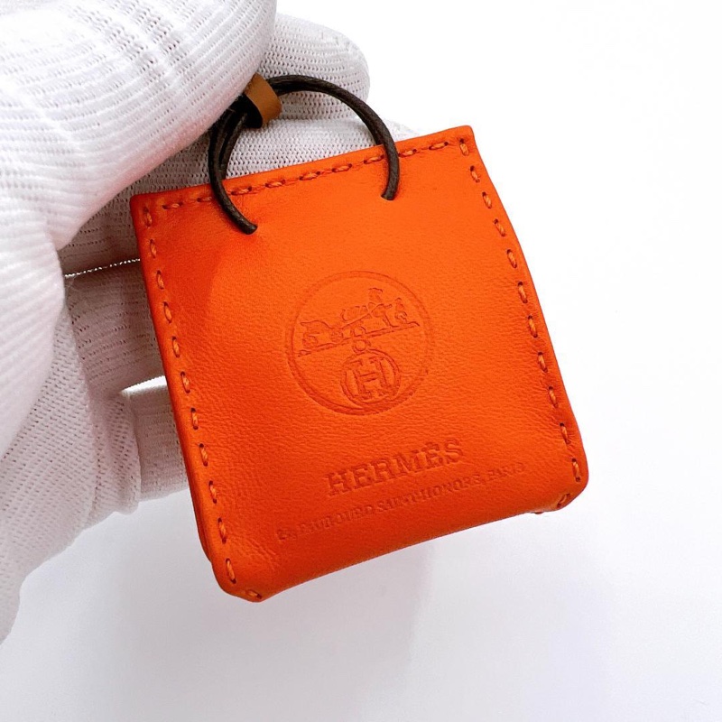 Hermes愛馬仕超可愛橙色橘色手提袋紙袋迷你吊飾-1