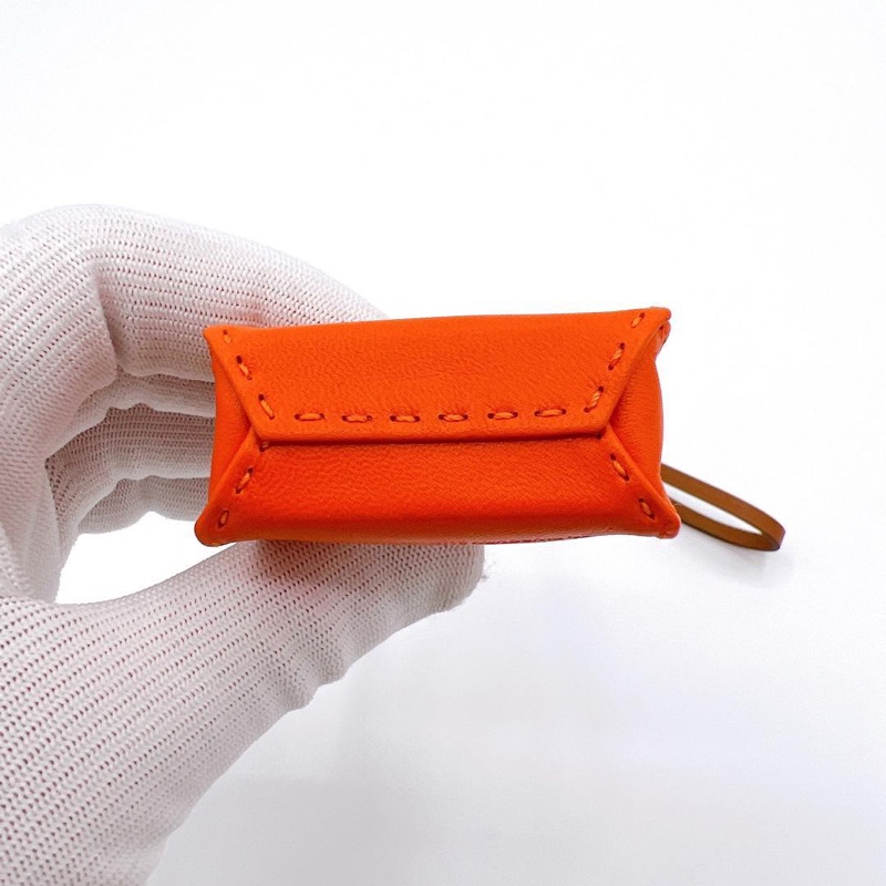 Hermes愛馬仕超可愛橙色橘色手提袋紙袋迷你吊飾-5