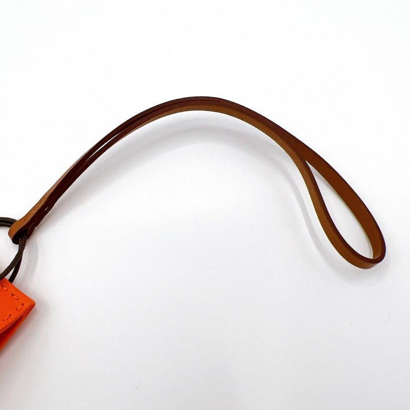 Hermes愛馬仕超可愛橙色橘色手提袋紙袋迷你吊飾-8