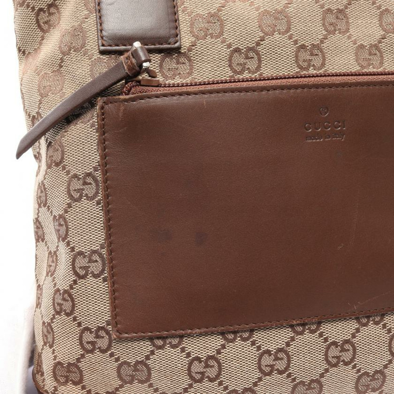 【日本直送】 中古GUCCI[B]GG帆布 肩包 帆布托特包 真皮 米色 棕色-4