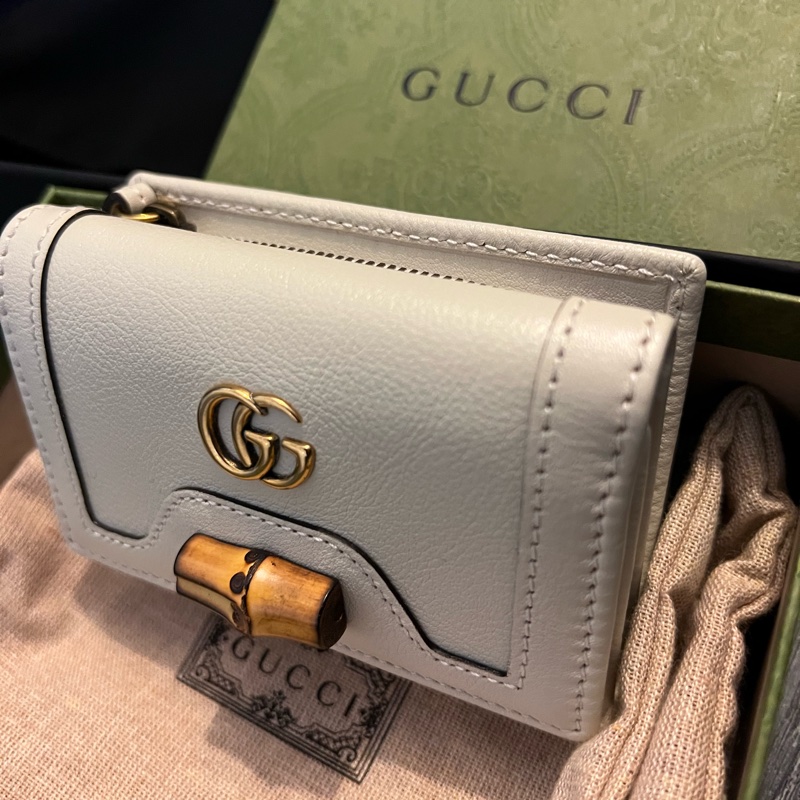 Gucci白色三節竹節短夾（近全新）-5