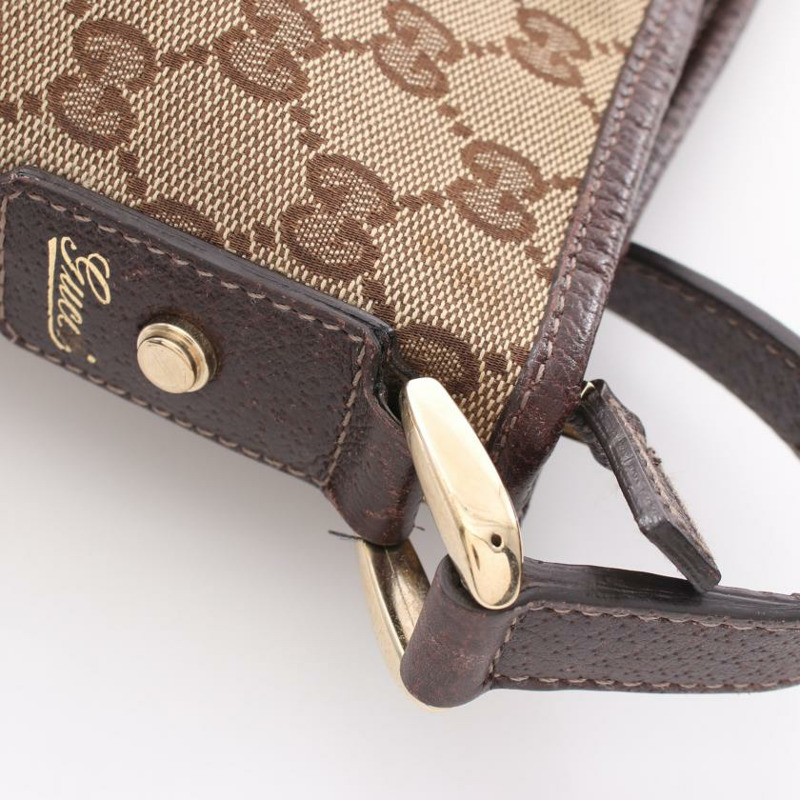 【日本直送】 中古GUCCI[B]Abby GG帆布 肩包 帆布 皮革 淺褐色 深棕色-6