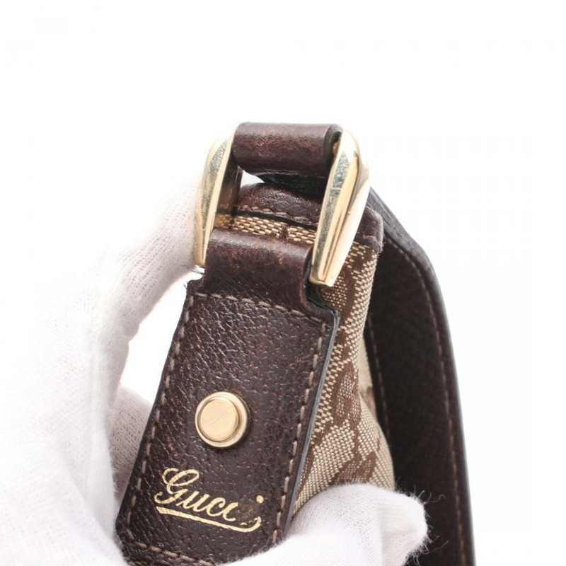 【日本直送】 中古GUCCI[B]Abby GG帆布 肩包 帆布 皮革 淺褐色 深棕色-7