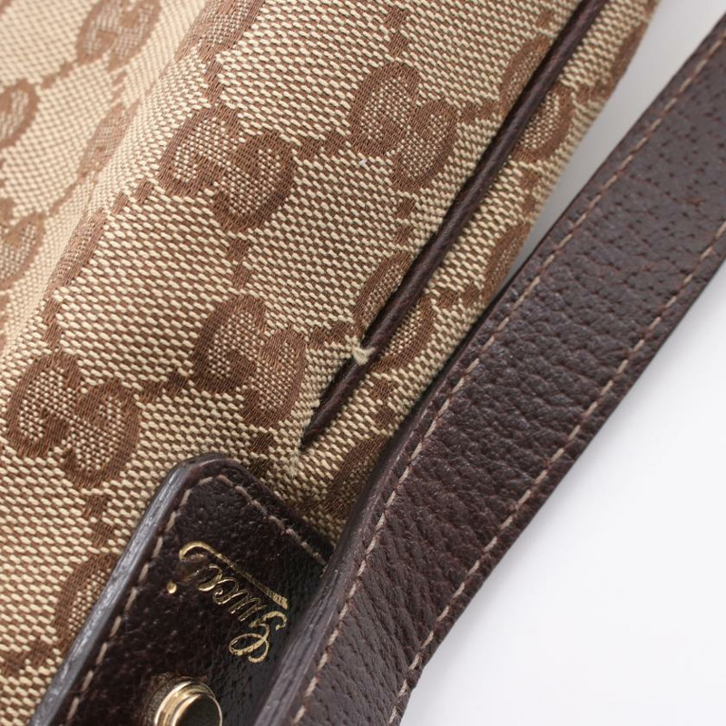 【日本直送】 中古GUCCI[B]Abby GG帆布 肩包 帆布 皮革 淺褐色 深棕色-9