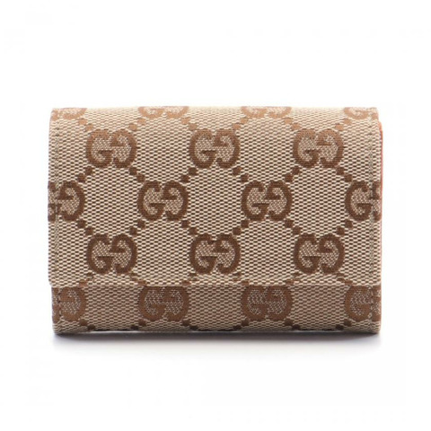 【日本直送】 中古GUCCI[A]GG帆布 零錢包 帆布 真皮 米色 棕色 淺棕色
