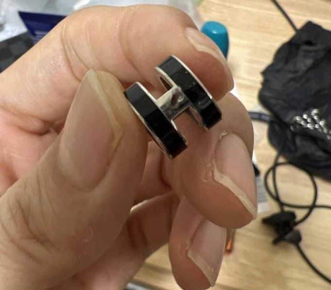 hermès 愛馬仕 pop h耳環黑銀-1