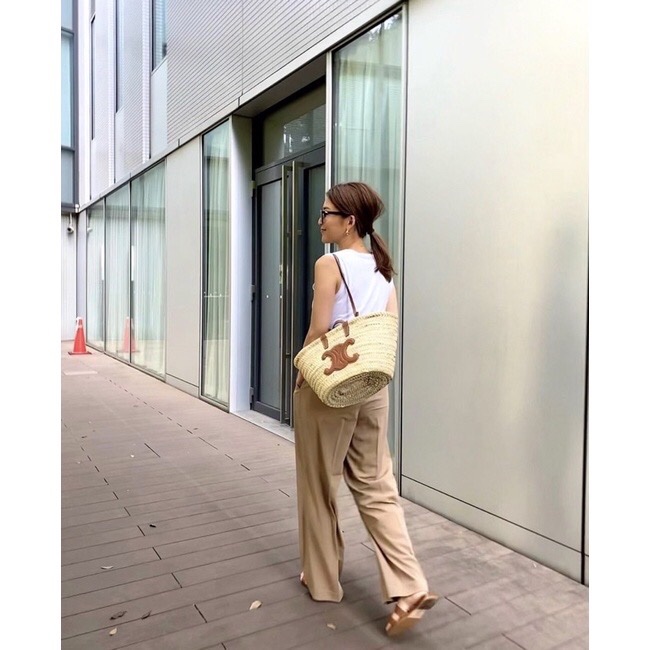 正品現貨在台棕櫚葉及層壓小牛皮TEEN TRIOMPHE CELINE CLASSIC PANIER手袋草編包編織包草包-2