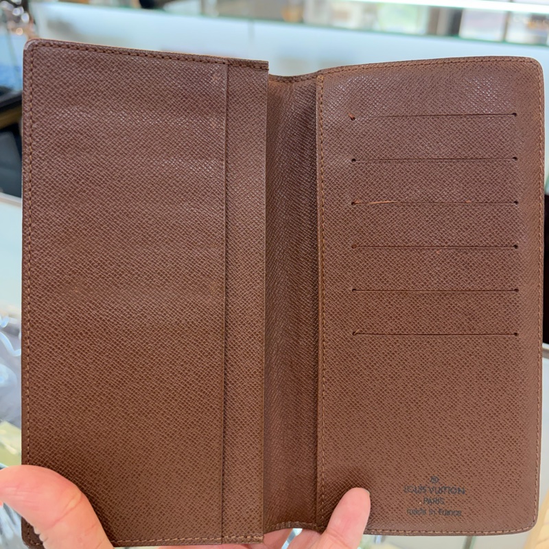 Louis Vuitton M60825原花焦糖內裡對開6卡長夾-11