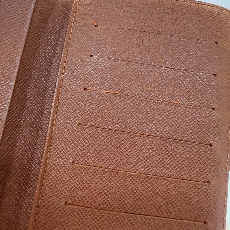Louis Vuitton M60825原花焦糖內裡對開6卡長夾-14