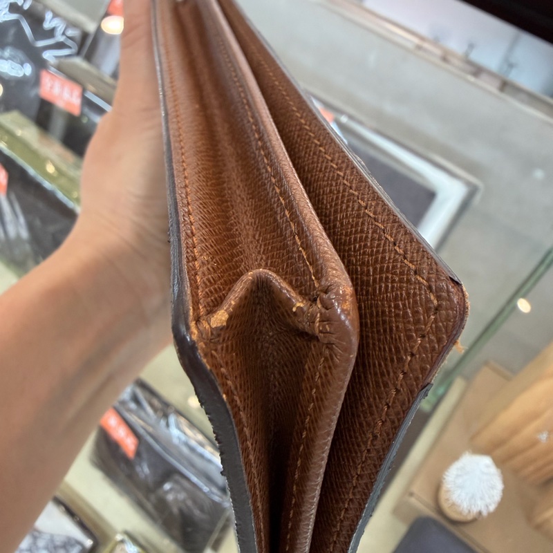 Louis Vuitton M60825原花焦糖內裡對開6卡長夾-21