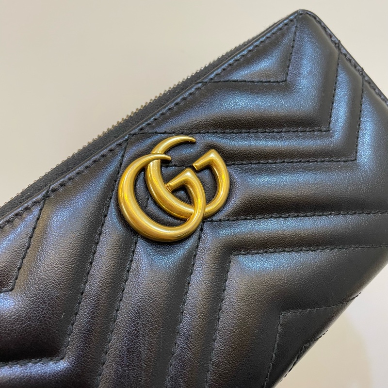 Gucci黑金雙G marmont 長夾-6