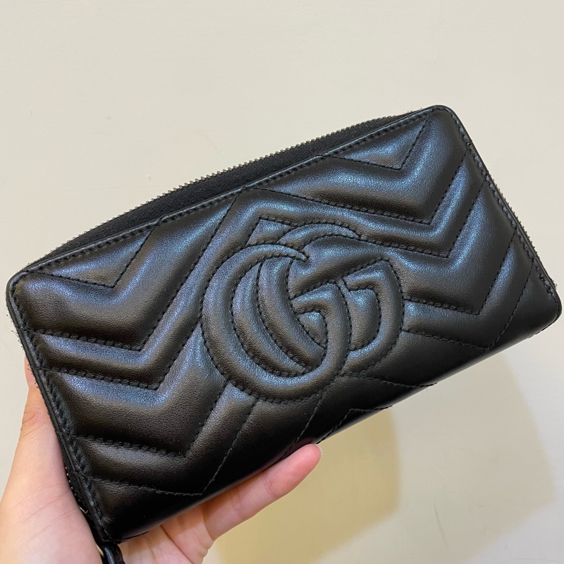 Gucci黑金雙G marmont 長夾-9