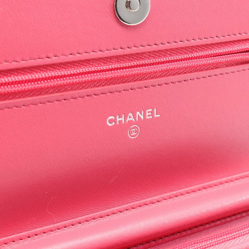 【日本直送】 中古CHANEL[AB]菱格紋 鏈條小羊皮 粉色 銀色五金-3