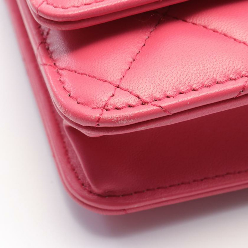 【日本直送】 中古CHANEL[AB]菱格紋 鏈條小羊皮 粉色 銀色五金-4