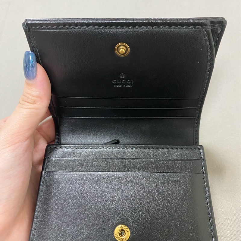 Gucci Marmont 黑色對折短夾-16