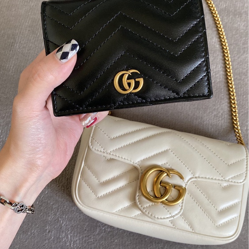 Gucci Marmont 黑色對折短夾-0
