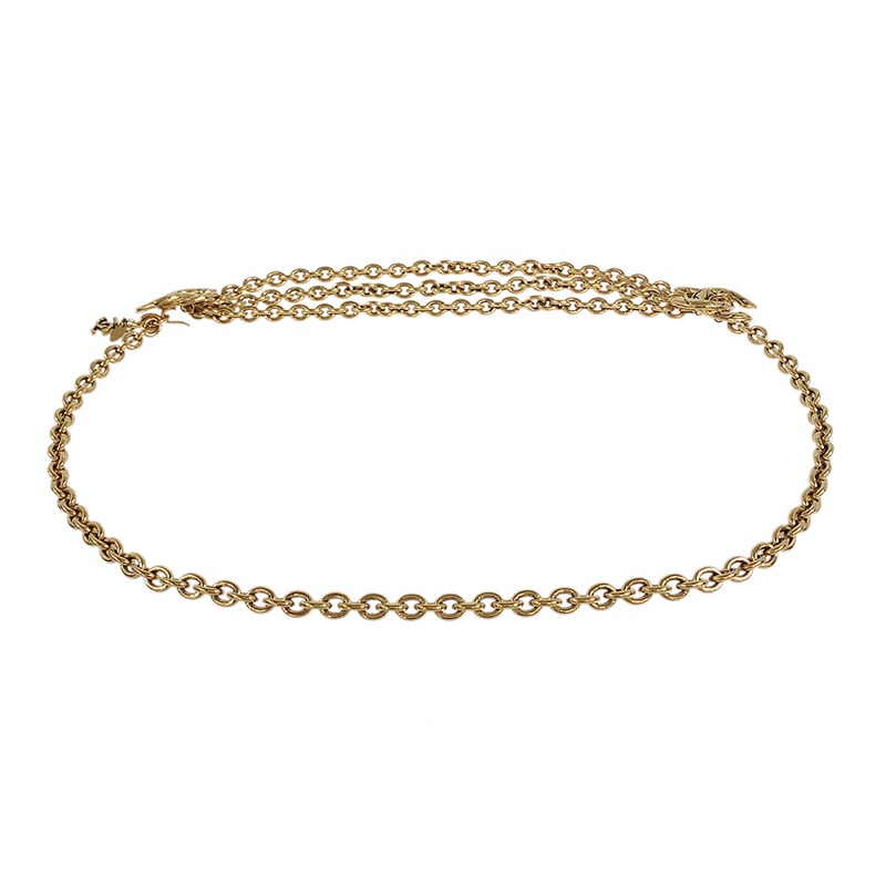 Chanel vintage香奈兒復古超美明星款中性款經典款菱格紋cc標誌金色古董腰鍊 腰鏈 腰帶-2