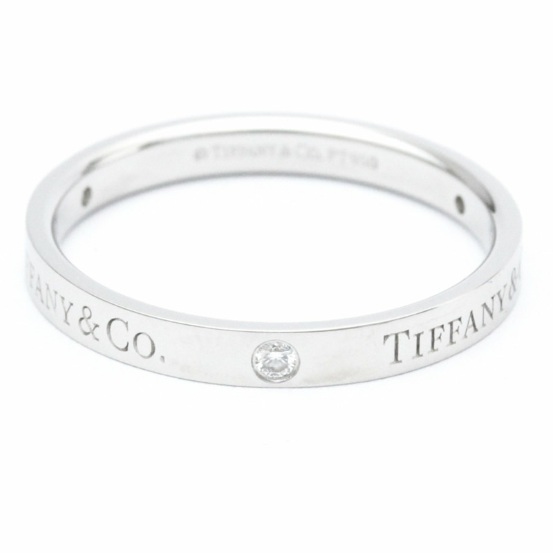 【日本直送】拋光蒂芙尼扁平戒指鉑金鑽石 0.07 克拉 23776316 BF560225-0