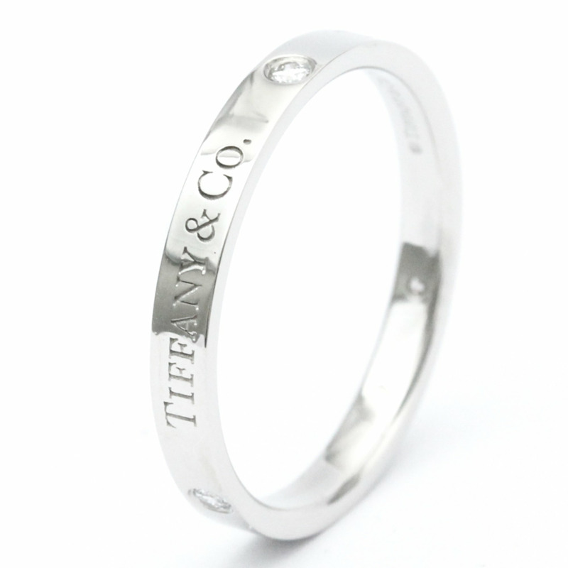 【日本直送】拋光蒂芙尼扁平戒指鉑金鑽石 0.07 克拉 23776316 BF560225-1