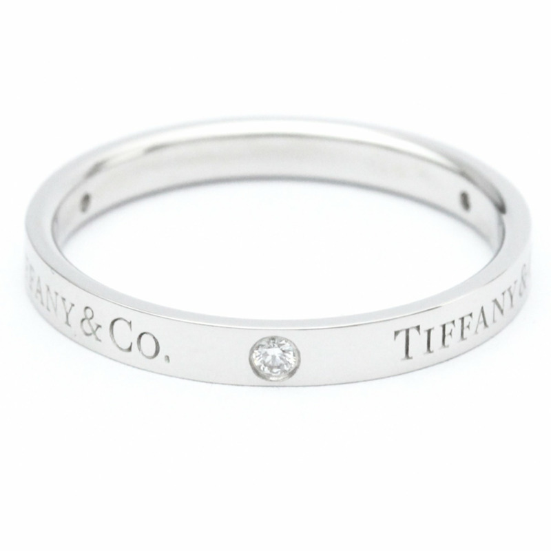 【日本直送】拋光蒂芙尼扁平戒指鉑金鑽石 0.07 克拉 23776316 BF560225-2