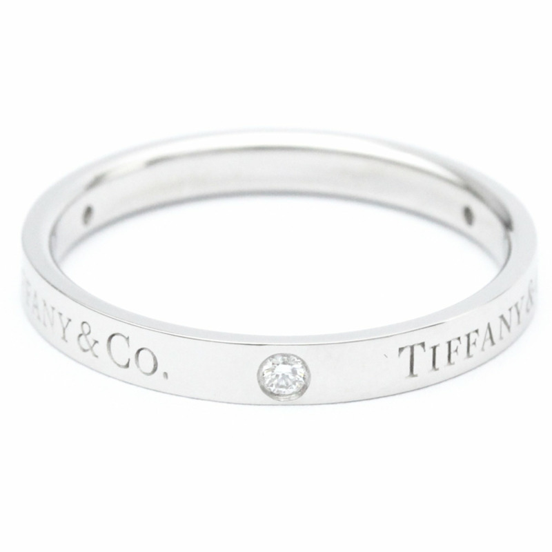 【日本直送】拋光蒂芙尼扁平戒指鉑金鑽石 0.07 克拉 23776316 BF560225-3