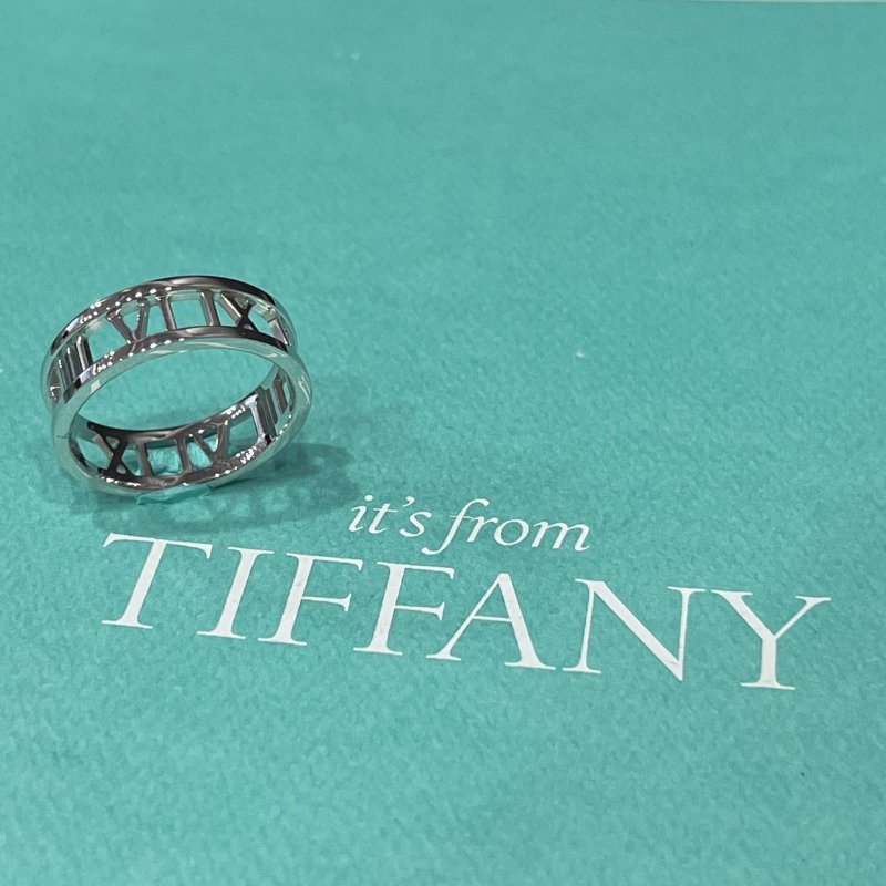 Tiffany&Co. 750白K 鑲空 羅馬戒指/飾品-1