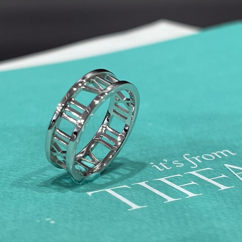 Tiffany&Co. 750白K 鑲空 羅馬戒指/飾品-2