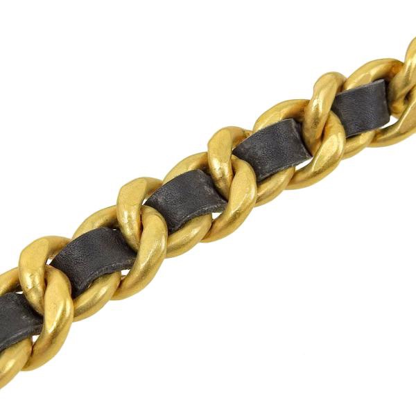 Chanel vintage香奈兒復古經典黑金雙層垂墜穿皮鏈條coco可可女士金幣造型標誌腰鍊 腰鏈 腰帶 皮帶-4