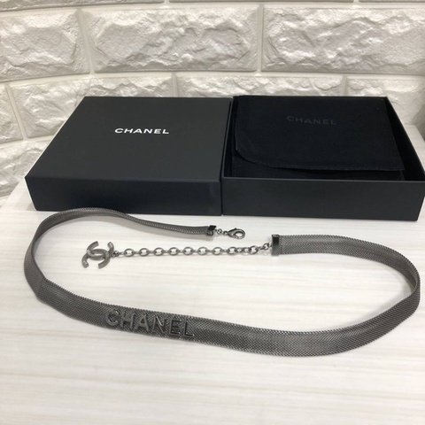 Chanel香奈兒銀灰色字母cc立體標誌腰鏈 腰帶