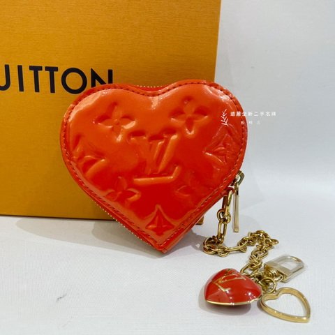 LV 橘紅色漆皮愛心零錢包 M93562-0