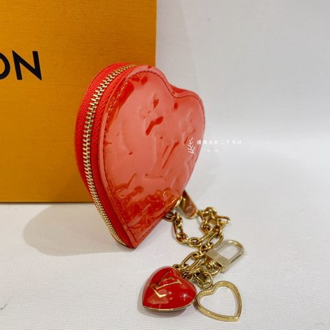 LV 橘紅色漆皮愛心零錢包 M93562-1