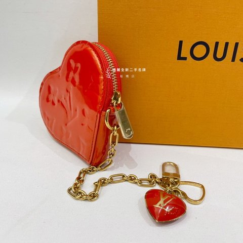 LV 橘紅色漆皮愛心零錢包 M93562-2
