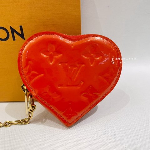 LV 橘紅色漆皮愛心零錢包 M93562-3