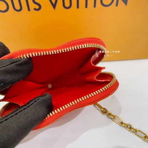 LV 橘紅色漆皮愛心零錢包 M93562-5