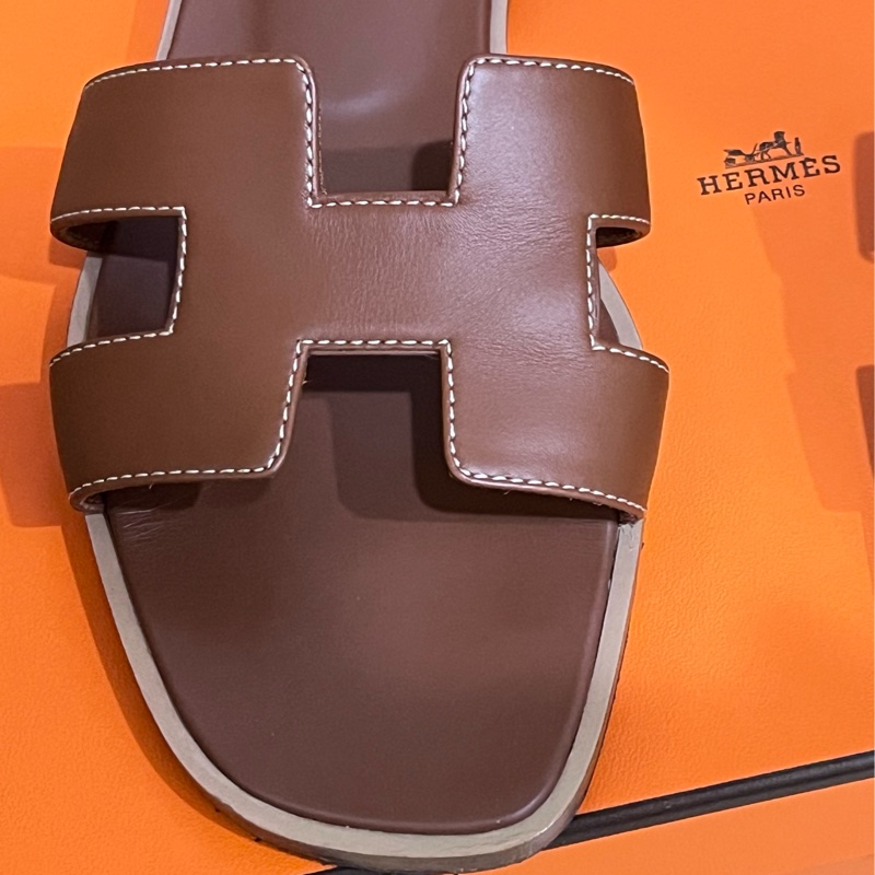 Hermes oran H拖鞋 金棕色38號（已鑑定為真品）-5