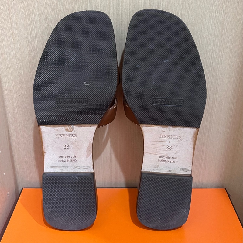 Hermes oran H拖鞋 金棕色38號（已鑑定為真品）-7